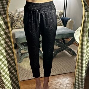 Kooples Black Silk Jogger Pants